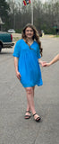 Deep Sky Swiss Dot Dress