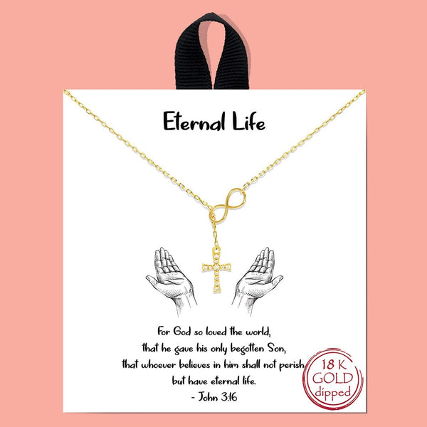 Eternal Life Gold Cross Necklace