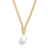 Chain Link Pearl Toggle Necklace