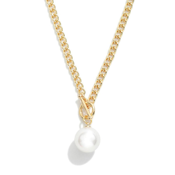 Chain Link Pearl Toggle Necklace