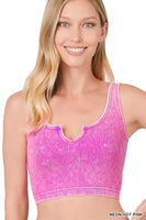 Washed Ribbed Cropped Keyhole Tank