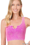 Washed Ribbed Cropped Keyhole Tank