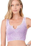 Washed Ribbed Cropped Keyhole Tank