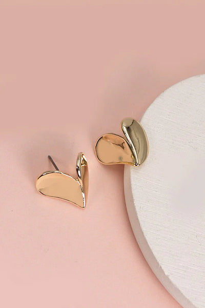 3D Heart Stud Earrings