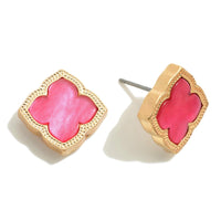 Pink Clover Studs