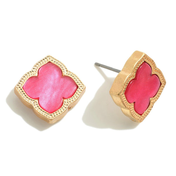 Pink Clover Studs