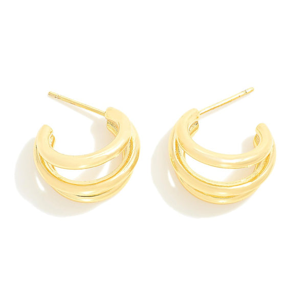 Gold Dipped Triple Hoops