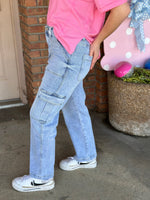 Vervet Super High Rise Cargo Dad Jeans Dixie