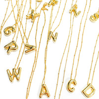 Initial Balloon Bubble 18K Gold Necklace: Gold Filled