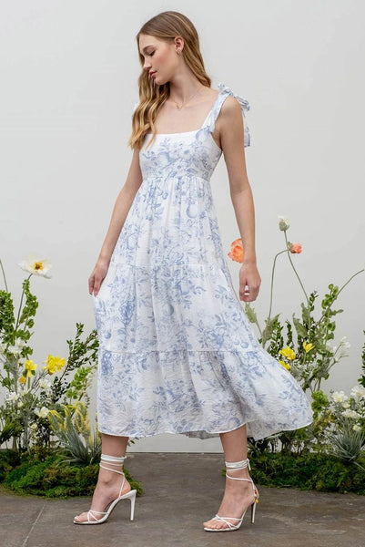 Blooms of Blue Midi Dress