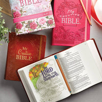 KJV My Creative Bible Faux Leather, Pink Floral Print