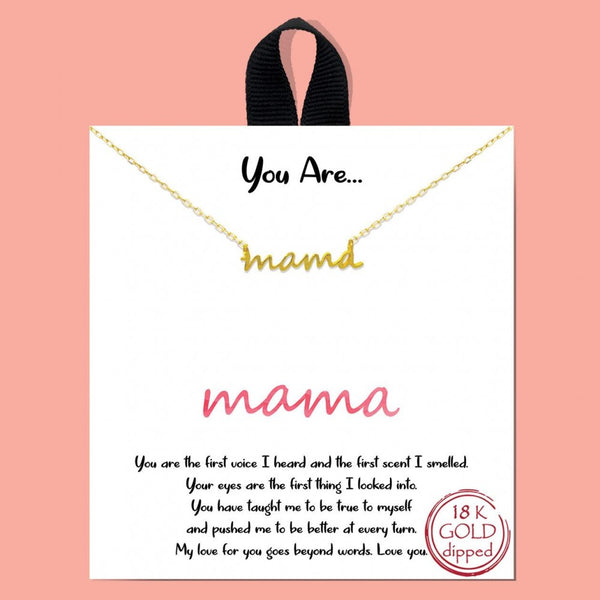 Gold Mama Script Necklace