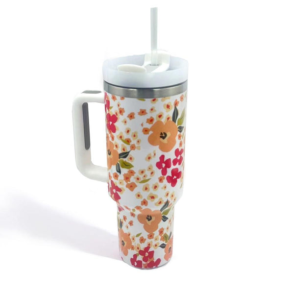 Peach Floral Tumbler
