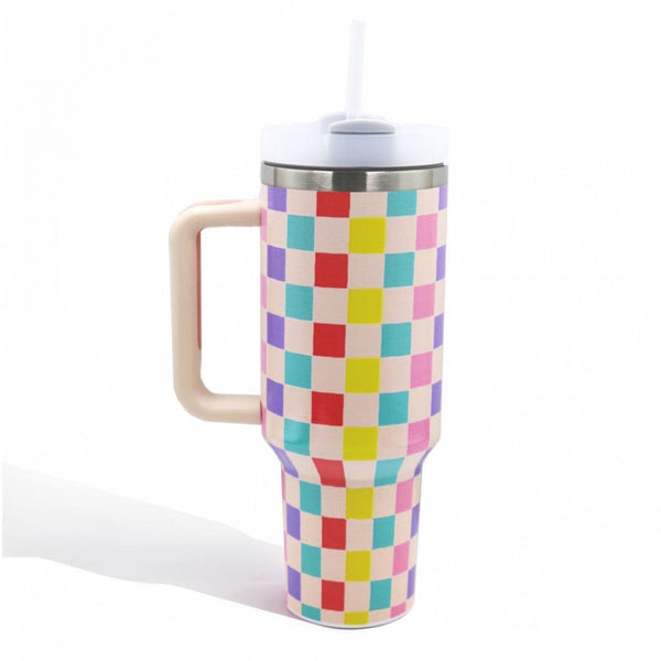 Pastel Checkered Tumbler