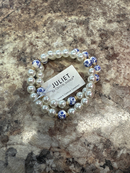 Pearl Blue Floral Bracelet