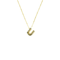 Initial Balloon Bubble 18K Gold Necklace: Gold Filled