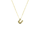 Initial Balloon Bubble 18K Gold Necklace: Gold Filled