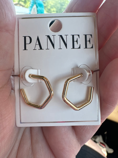 Gold Hexagon Hoops
