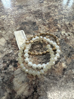 Pearl & Natural Gold Cross Bracelet Set