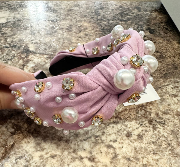 Lavender Pearl and Stone Headband