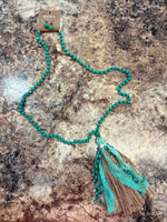 Turquoise Lace Tassel Necklace