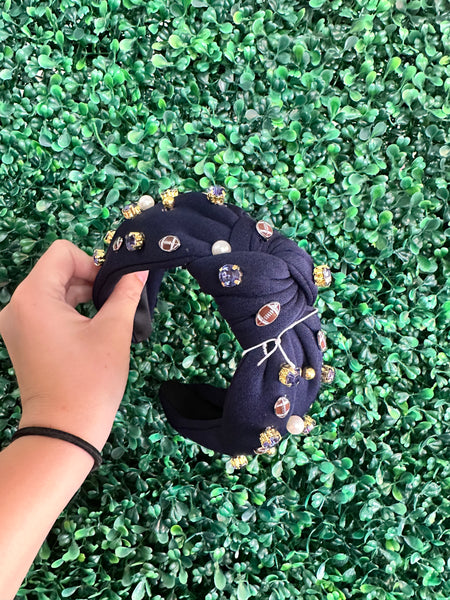 Football pearl & stone headband
