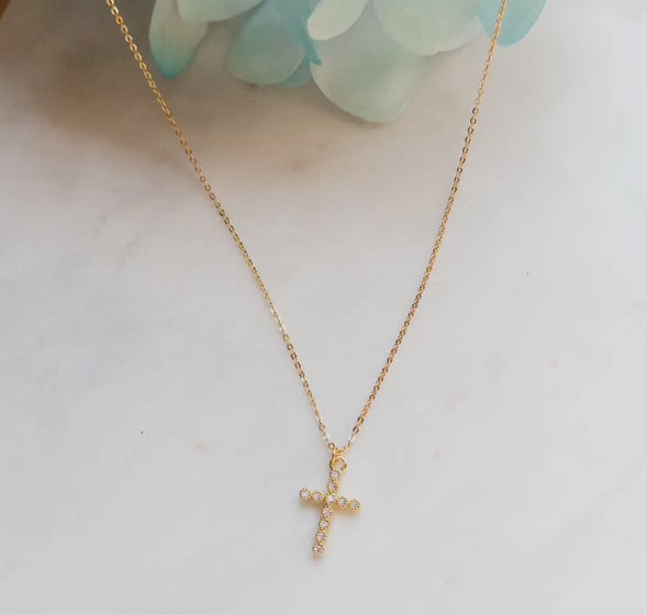 CZ Dainty Cross Necklace