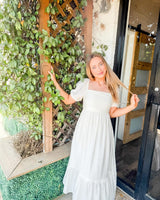 White midi dress