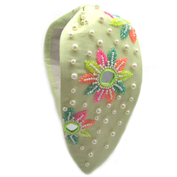 Lime Seed Bead Headband