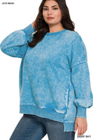 PREORDER Hi-Low Zenana Acid Wash Sweatshirt PLUS