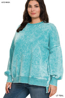PREORDER Hi-Low Zenana Acid Wash Sweatshirt PLUS