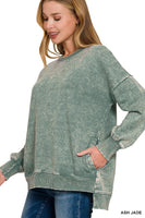 Hi-Low Zenana Acid Wash Sweatshirt REG