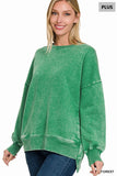 PREORDER Hi-Low Zenana Acid Wash Sweatshirt PLUS