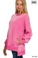PREORDER Hi-Low Zenana Acid Wash Sweatshirt PLUS