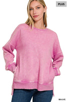 PREORDER Hi-Low Zenana Acid Wash Sweatshirt PLUS