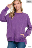 PREORDER Hi-Low Zenana Acid Wash Sweatshirt PLUS