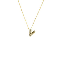 Initial Balloon Bubble 18K Gold Necklace: Gold Filled