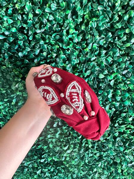 maroon football seabead headband