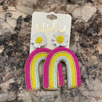 Viola seed bead pink arch earring