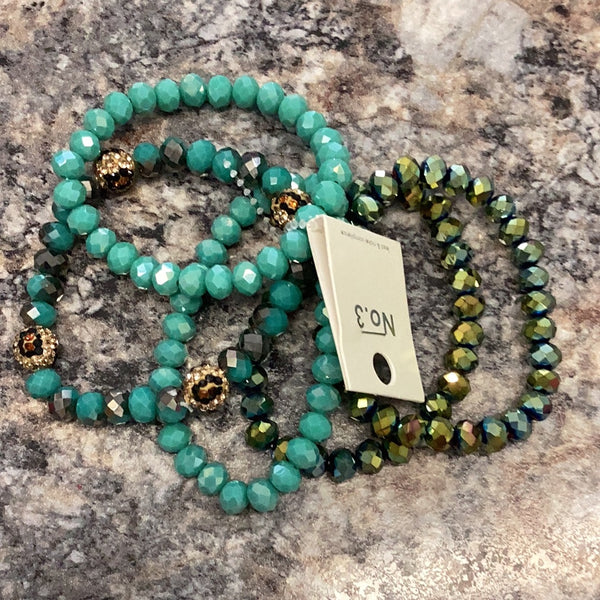 Leopard Teal Bracelet Set