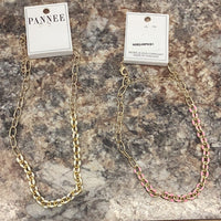 Gold and Enamel Chain Necklace