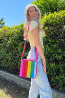 Rainbow Stripe Beaded Crossbody