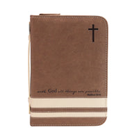 Bible Cover - Brown All Things, Matthew 19:26  X-Large