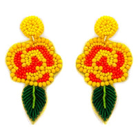 Yellow Rose Earrings