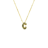 Initial Balloon Bubble 18K Gold Necklace: Gold Filled