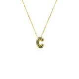 Initial Balloon Bubble 18K Gold Necklace: Gold Filled