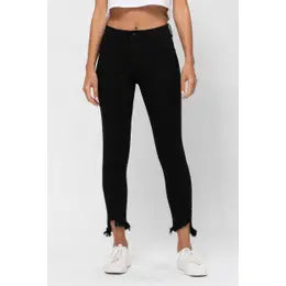 Cello Black Cropped Frayed Jeans