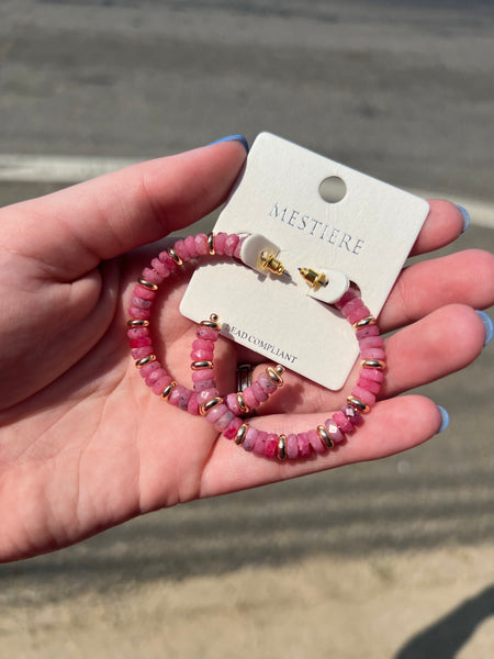 Natural Pink Stone Hoops