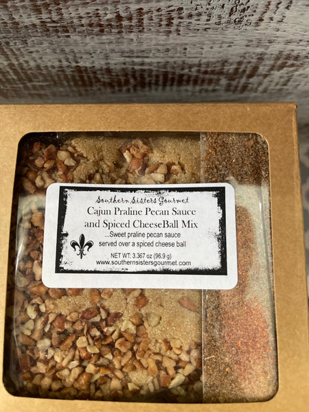 Southern Sisters Cajun Praline Pecan Sauce and Spiced Cheeseball Mix